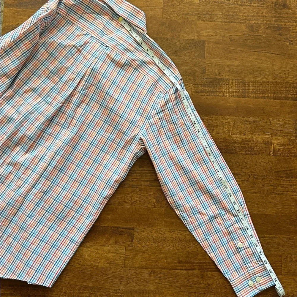 Orvis men’s bright crisp, blue orange plaid pinstripe button down collar size M‌ - Picture 5 of 9